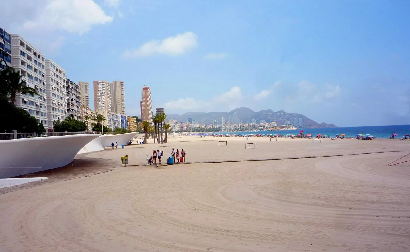 Poniente beach and seafront promenade in Benidorm, Costa Blanca, Spain